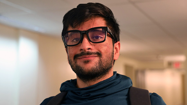 A person wearing smart glasses.